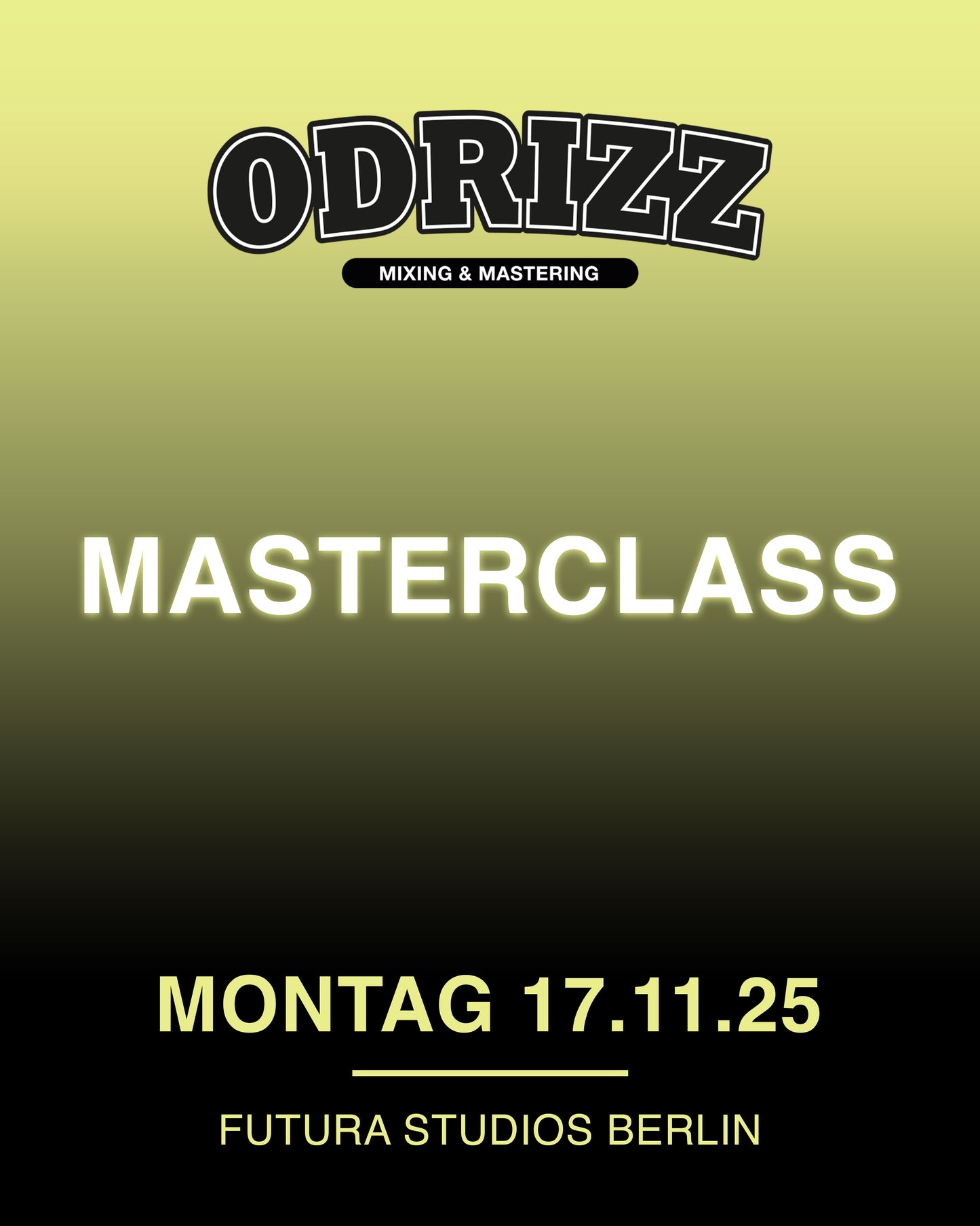 Odrizz Masterclass - MONTAG 17.11.25